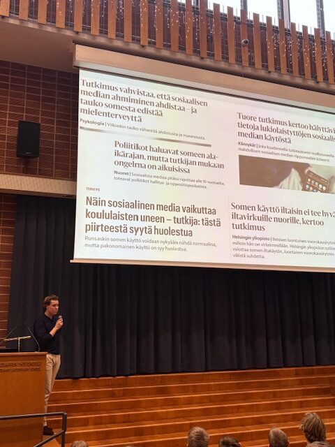 Vihreä lippu: Mannerheimin lastensuojeluliiton mediakasvatuksen asiantuntija Ville Välikangas vieraili koululla (14.1.)