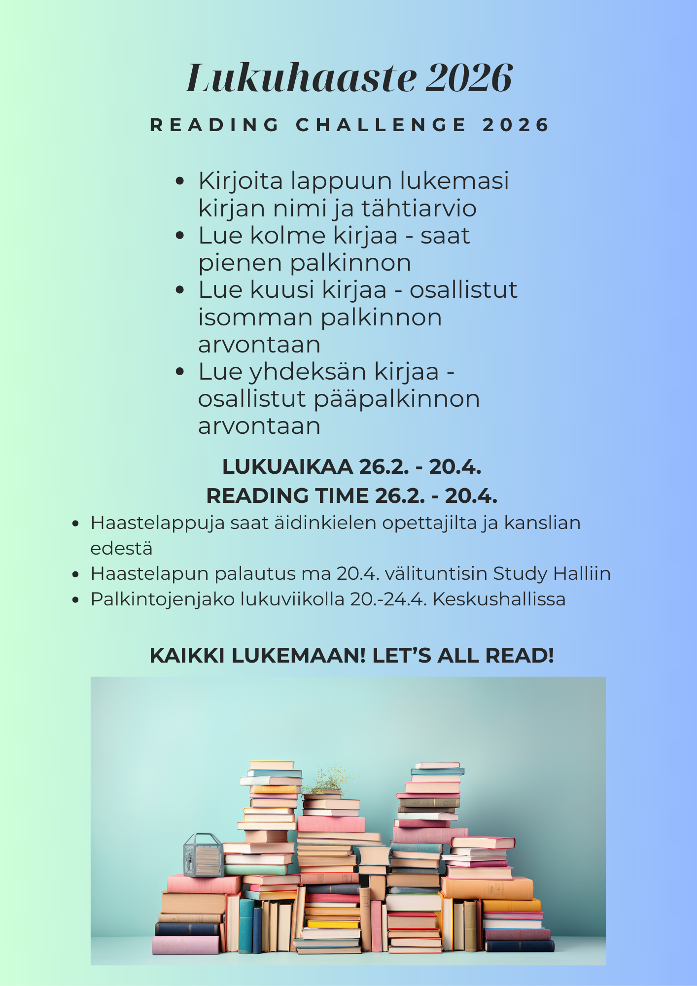 Mainos lukuhaasteesta.